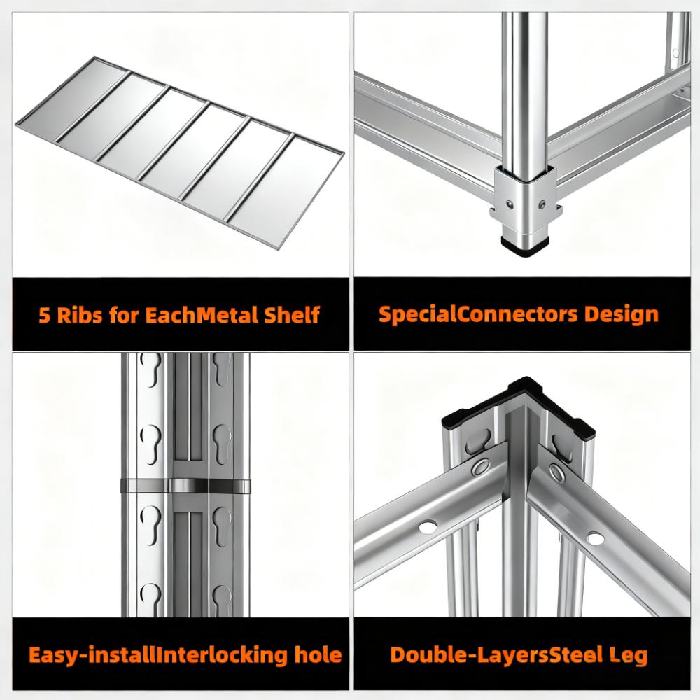 5-Tier Heavy Duty Rack 3500LBS Capacity Adjustable Industrial Style