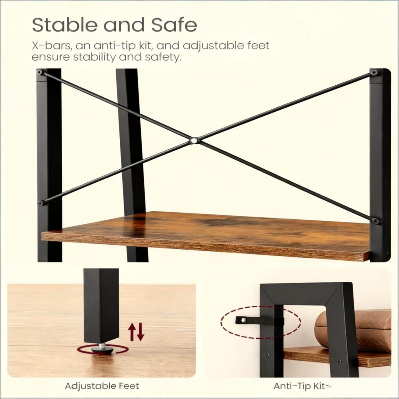 4-Tier Ladder Shelf with High Load Capacity for Multi-Space Storage