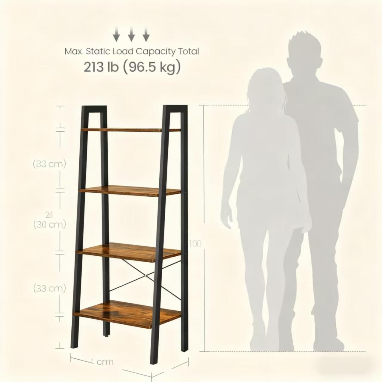 4-Tier Ladder Shelf with High Load Capacity for Multi-Space Storage