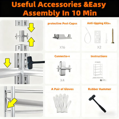 5-Tier Heavy Duty Rack 3500LBS Capacity Adjustable Industrial Style